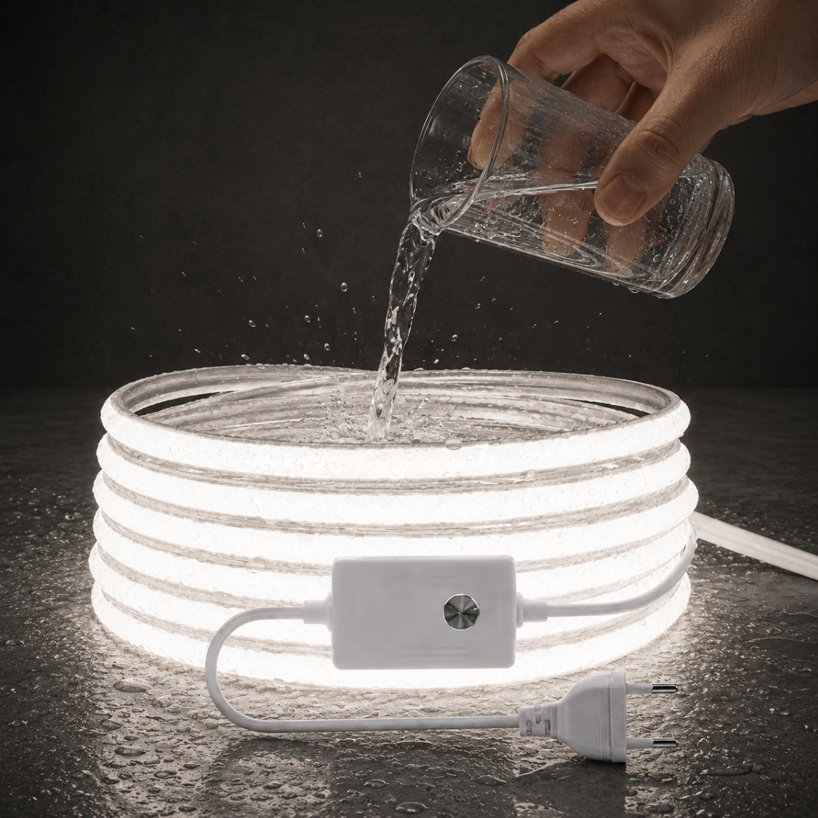 Bande LED COB 220V Étanche IP65 — Blanc Clair 6000K
