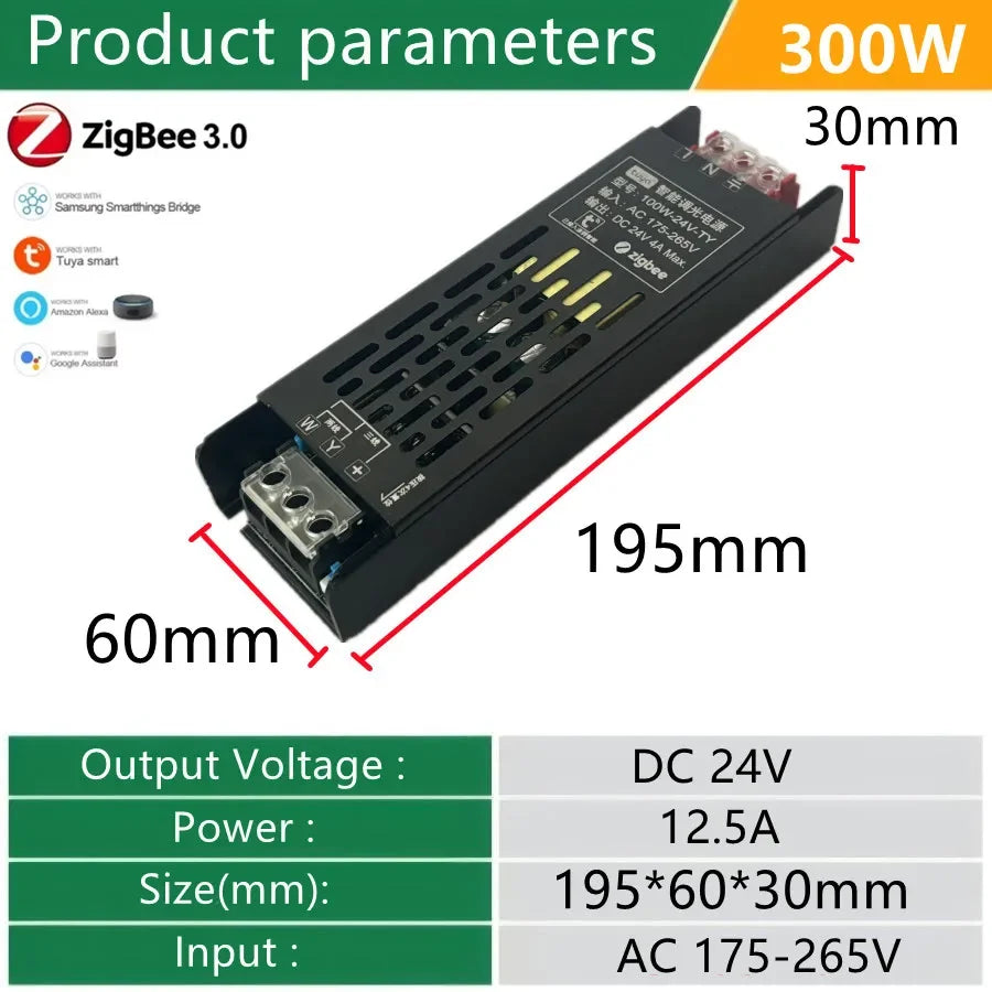 Alimentation LED Connectée Zigbee 24V — CCT 60W à 400W