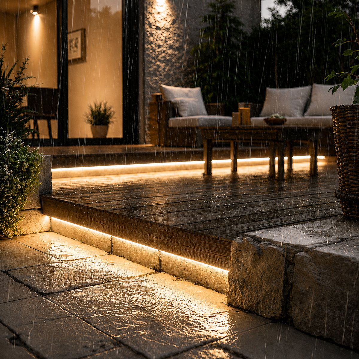 Bande LED COB 220V Étanche IP65 — Blanc Chaud 3000K